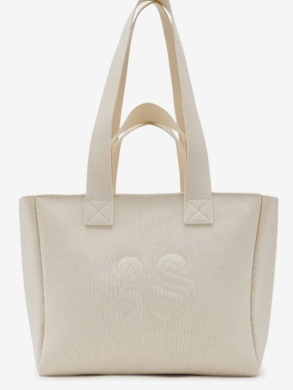 AllSaints Ivory Canvas Tote Bag with Double Handles